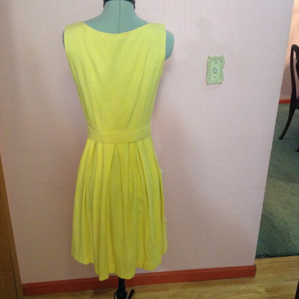 Vintage 1960s Swiss Dotted Belted Button Up Sleeveless Dress with Eyelet Pockets - Picture 4 of 7